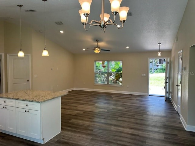 120 S Chandler Ave, Deland, FL 32724 - kitchen featuring plenty of natural light, vaulted ceiling, open floor plan, baseboards, and recessed lighting