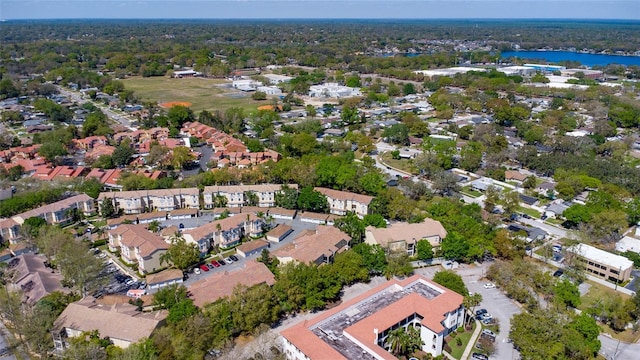 aerial view featuring a residential view and a water view