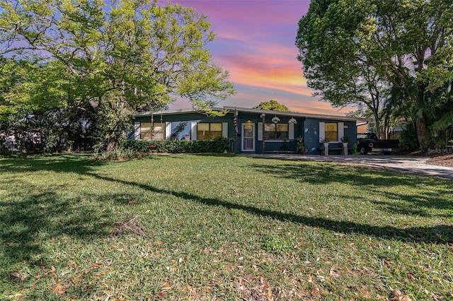 view of front of home with a front yard