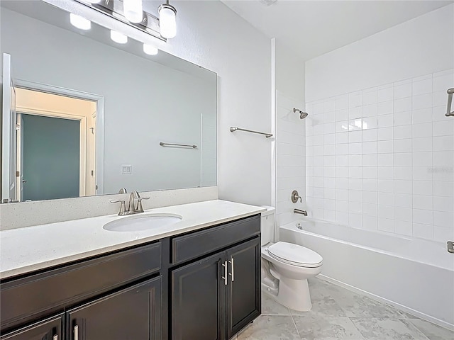 bathroom with vanity, toilet, and shower / washtub combination