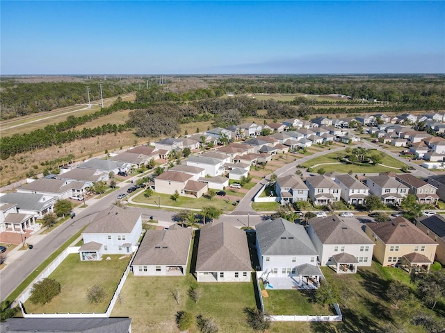 birds eye view of property with a residential view