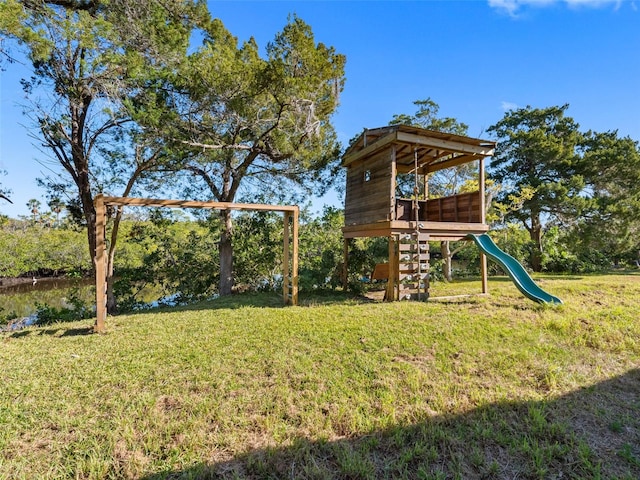 view of playground featuring a yard