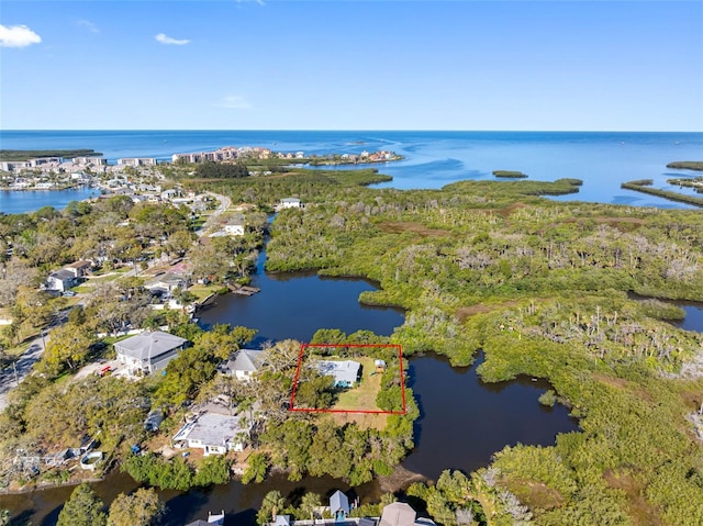bird's eye view featuring a water view