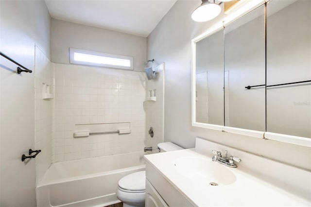 full bathroom featuring vanity, toilet, and shower / bathing tub combination