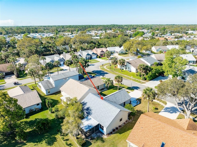 bird's eye view with a residential view