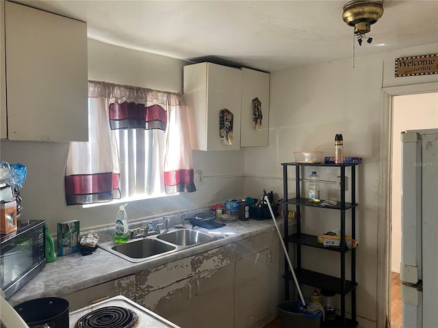 kitchen featuring a sink and black microwave