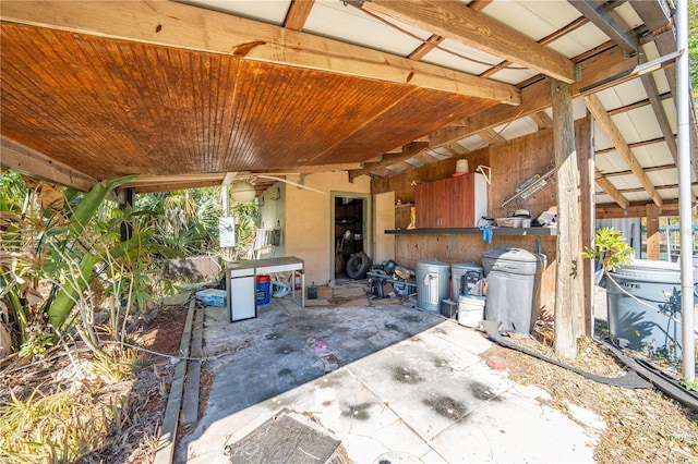 view of patio with an outdoor structure