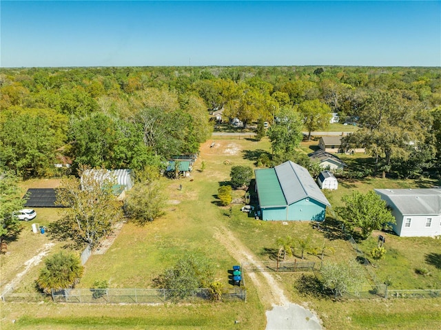 aerial view featuring a forest view