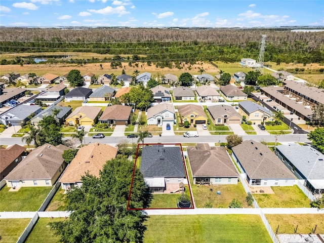 drone / aerial view with a residential view