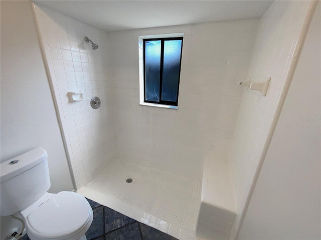 full bathroom with toilet and tiled shower