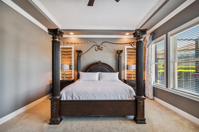 16736 Broadwater Ave, Winter Garden, FL 34787 - bedroom featuring ornamental molding, carpet, and a ceiling fan