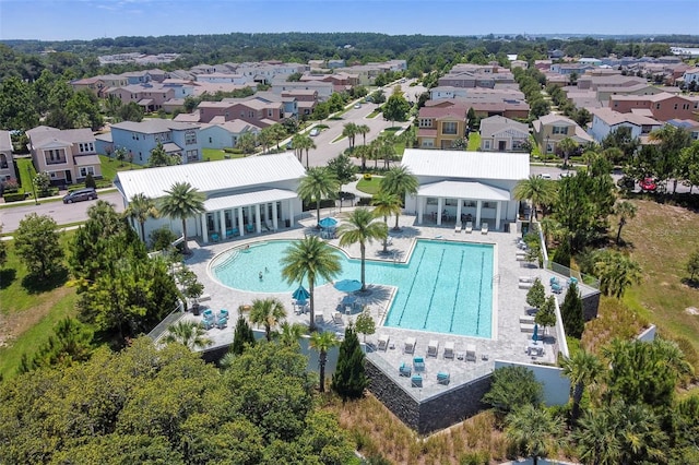 16736 Broadwater Ave, Winter Garden, FL 34787 - aerial perspective of suburban area featuring a pool area