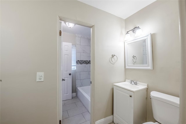 5210 Grandview Dr, Orlando, FL 32808 - full bathroom with tile patterned flooring, toilet, vanity, and baseboards