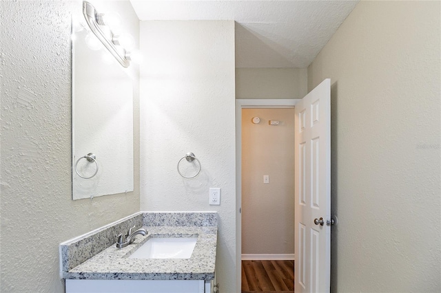 bathroom featuring wood finished floors and vanity