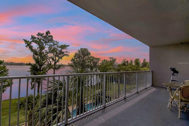 balcony with a water view