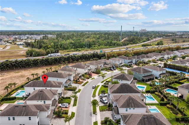 drone / aerial view featuring a residential view