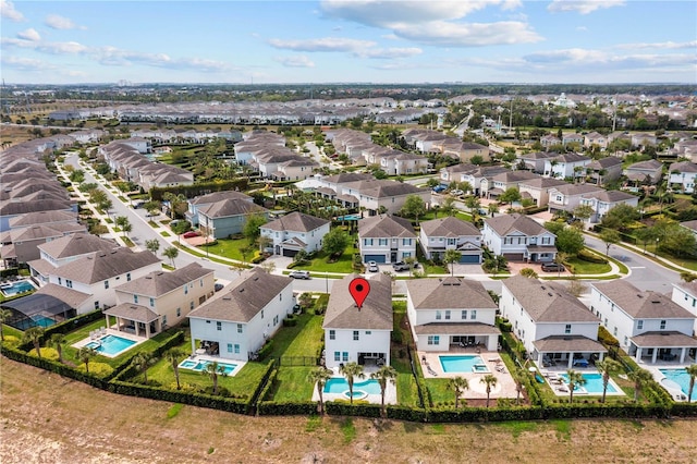drone / aerial view featuring a residential view