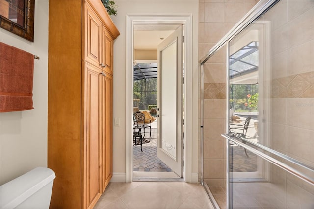 hall with light tile patterned flooring