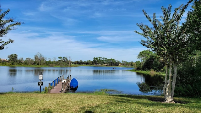 dock area featuring a water view