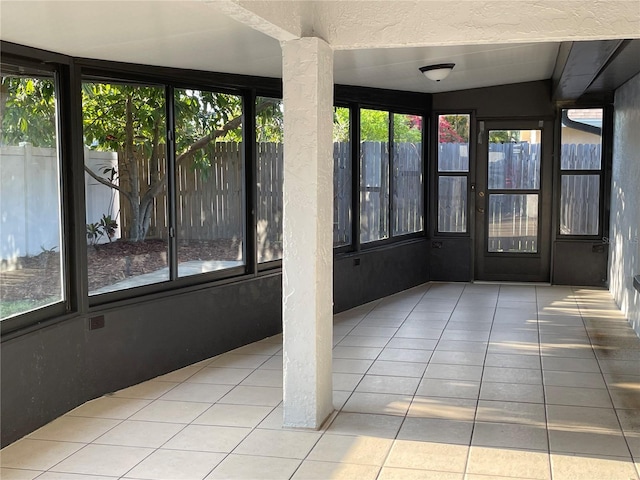 view of unfurnished sunroom