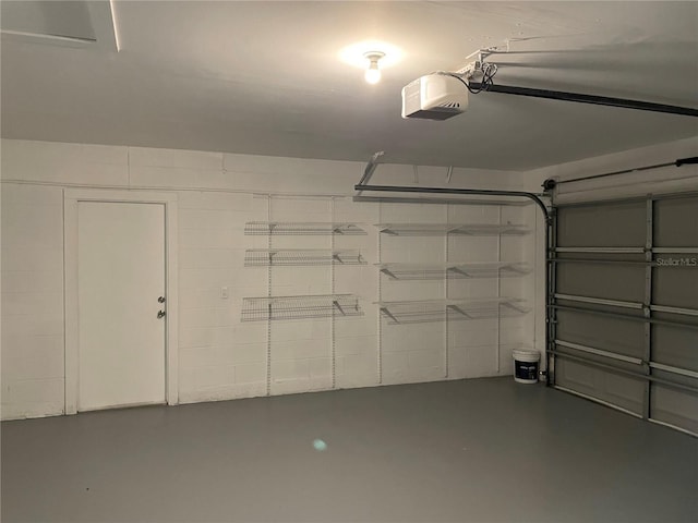 garage with a garage door opener