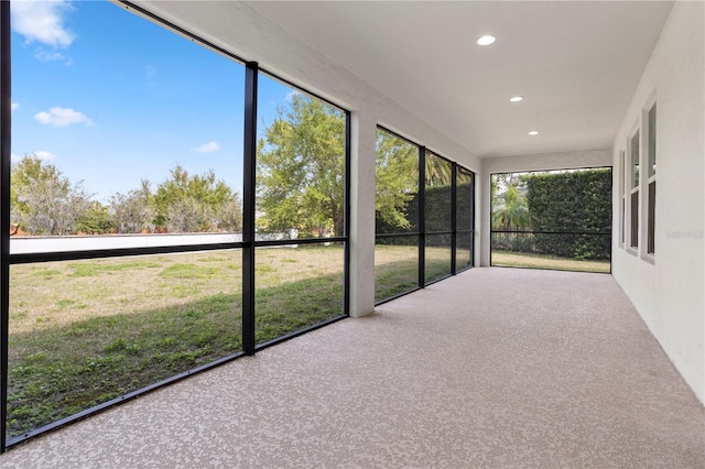 view of unfurnished sunroom