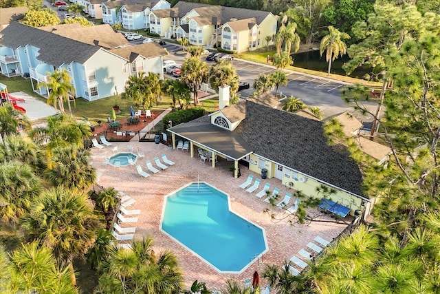 bird's eye view with a residential view