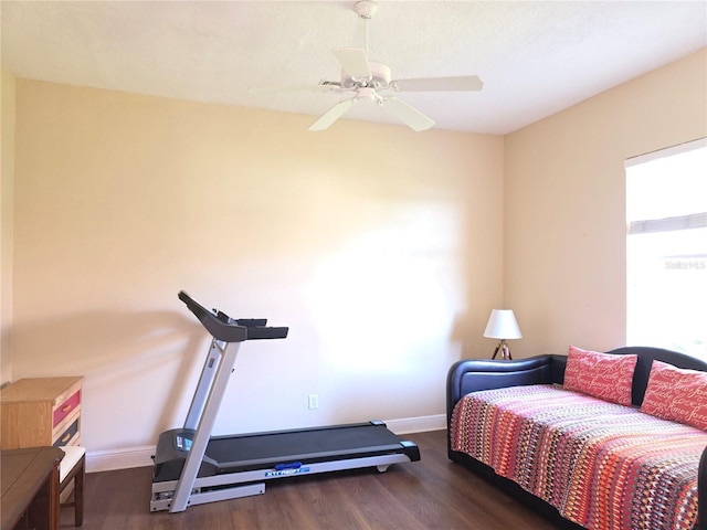 9137 Southern Breeze Dr, Orlando, FL 32836 - bedroom featuring a ceiling fan, baseboards, and wood finished floors