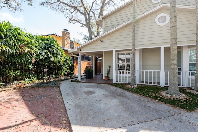 exterior space with a porch