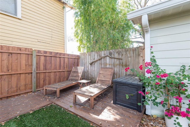 deck featuring a fenced backyard