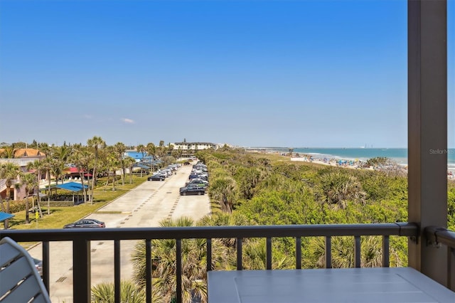 view of water feature featuring a beach view