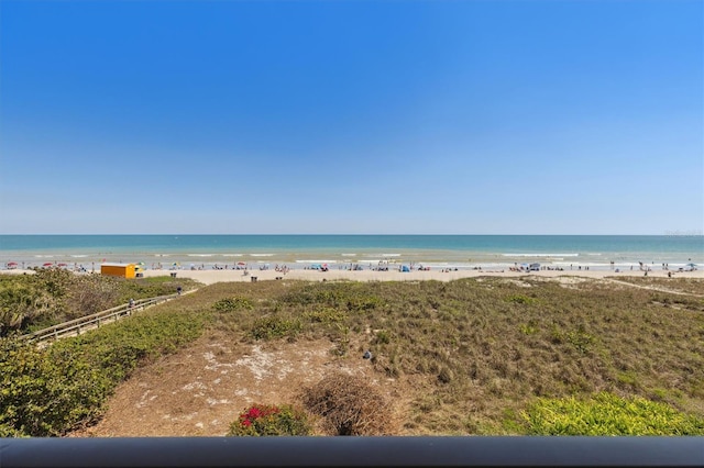 property view of water featuring a beach view