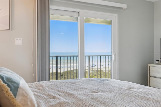 bedroom with a water view