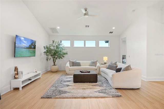 16689 Broadwater Ave, Winter Garden, FL 34787 - living area with wood finished floors, visible vents, and a ceiling fan