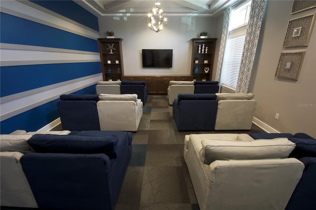18381 Oliver Twist Way, Winter Garden, FL 34787 - home theater with baseboards and a chandelier