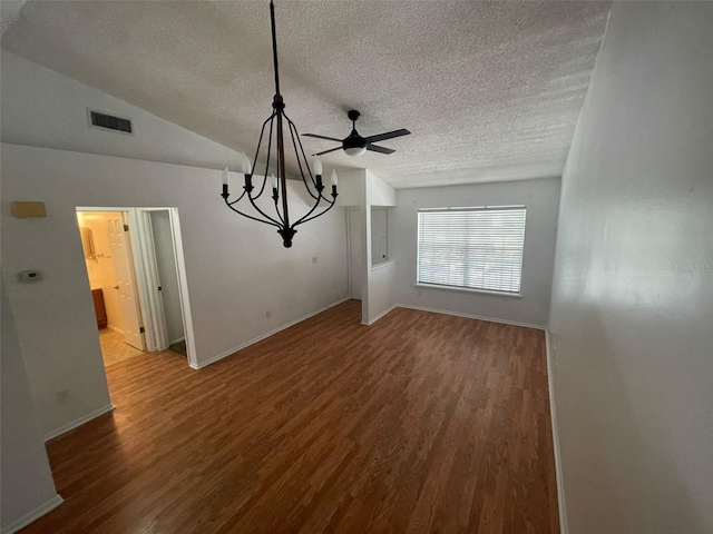 5417 Lake Margaret Dr Unit 39, Orlando, FL 32812 - interior space with visible vents, ceiling fan with notable chandelier, baseboards, and wood finished floors