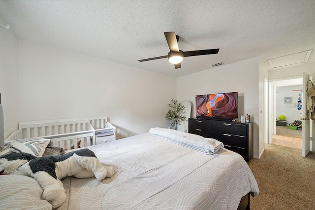 5417 Lake Margaret Dr Unit 39, Orlando, FL 32812 - bedroom featuring carpet floors, attic access, ceiling fan, and a textured ceiling
