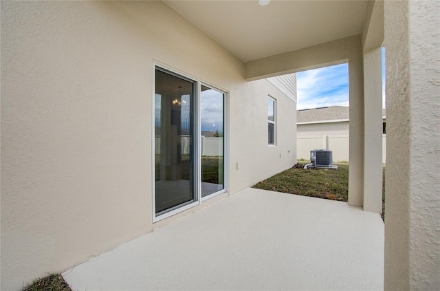 view of patio / terrace featuring central AC unit