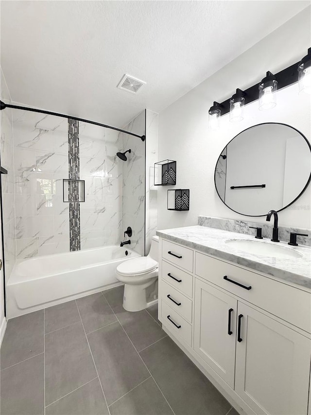 1010 Loch Vail Unit 1125, Apopka, FL 32712 - bathroom with toilet, shower / bath combination, vanity, a textured ceiling, and tile patterned flooring
