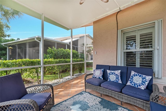 10589 Pelican Dr, Wellington, FL 33414 - sunroom / solarium featuring outdoor lounge area and a ceiling fan