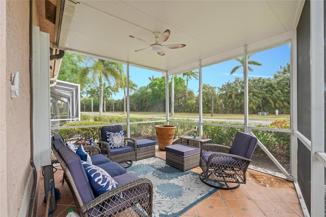 10589 Pelican Dr, Wellington, FL 33414 - sunroom / solarium with an outdoor living space and ceiling fan