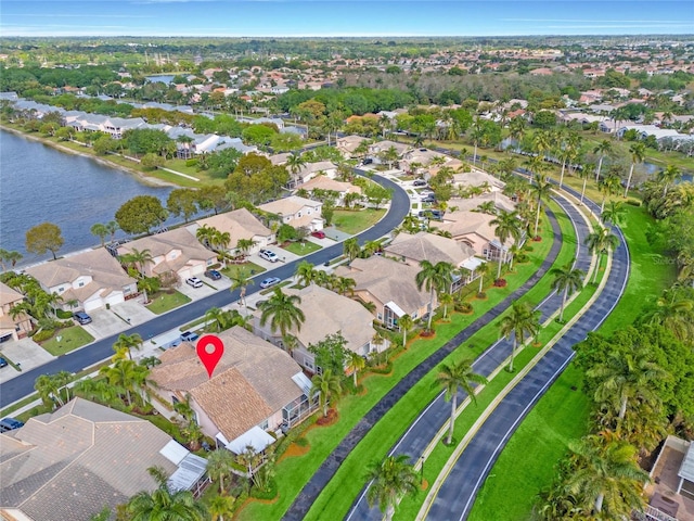 10589 Pelican Dr, Wellington, FL 33414 - aerial view featuring a residential view and a water view