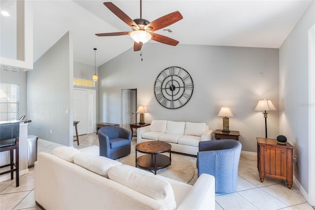 2361 Baker Ave, Orlando, FL 32833 - living area featuring light tile patterned floors, baseboards, visible vents, and ceiling fan