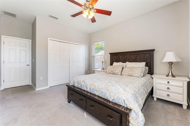 2361 Baker Ave, Orlando, FL 32833 - bedroom with visible vents, baseboards, light colored carpet, and a closet