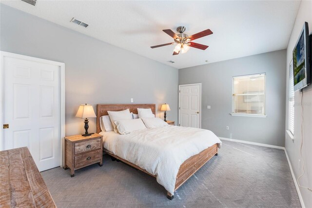 2361 Baker Ave, Orlando, FL 32833 - bedroom featuring visible vents, a ceiling fan, baseboards, and carpet floors