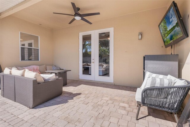 2361 Baker Ave, Orlando, FL 32833 - view of patio / terrace with a ceiling fan, an outdoor living space, and french doors