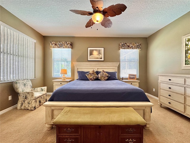 2519 Cypress Trace Cir, Orlando, FL 32825 - bedroom with light carpet, a textured ceiling, ceiling fan, and baseboards