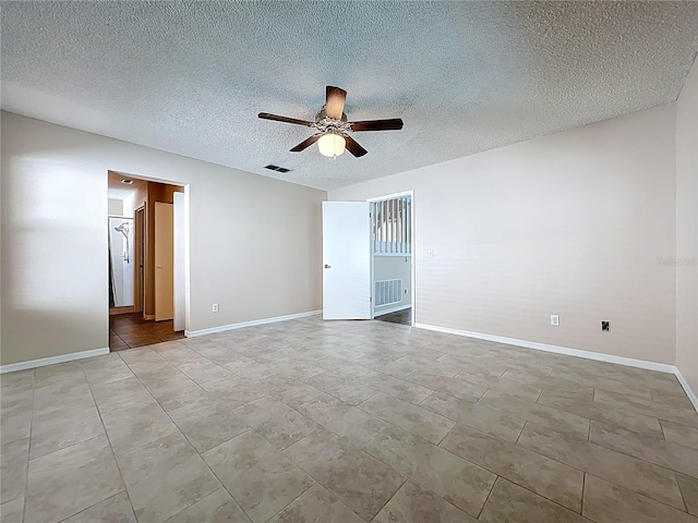358 Morning Creek Cir, Apopka, FL 32712 - empty room featuring visible vents, baseboards, a textured ceiling, and a ceiling fan
