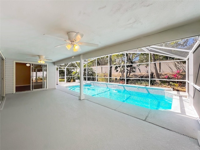 358 Morning Creek Cir, Apopka, FL 32712 - pool featuring a patio area, glass enclosure, and a ceiling fan