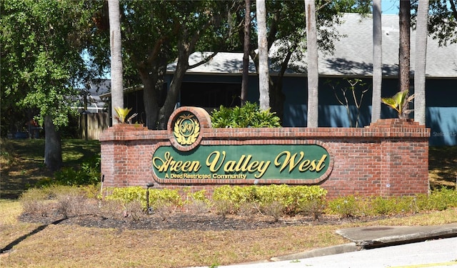 view of community sign